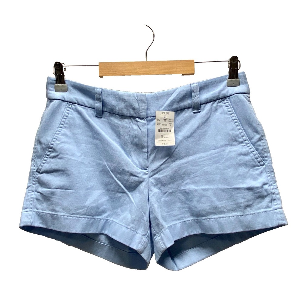 J. Crew Chino Shorts Women's 2 Light Blue Twill 3.5" Inseam Slash Pockets NWT